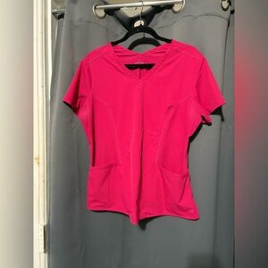 Med Couture Hot Pink V-Neck Short Sleeve Top